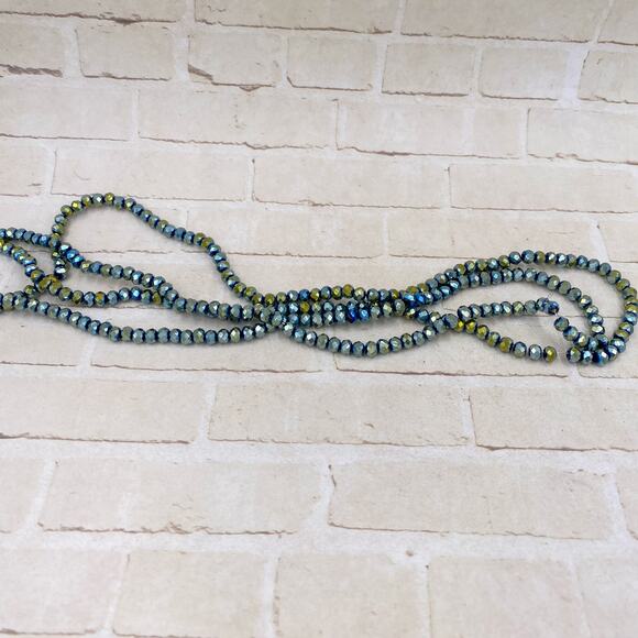 Blue Green Iris Crystal Rondelles Faceted Glass Beads Jewelry Making Supplies - Picture 2 of 2